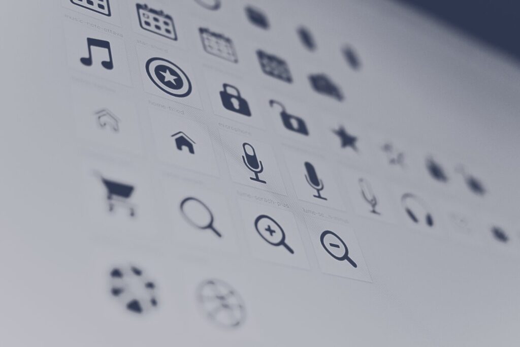 Icons on screen that help web designers to create a clean design