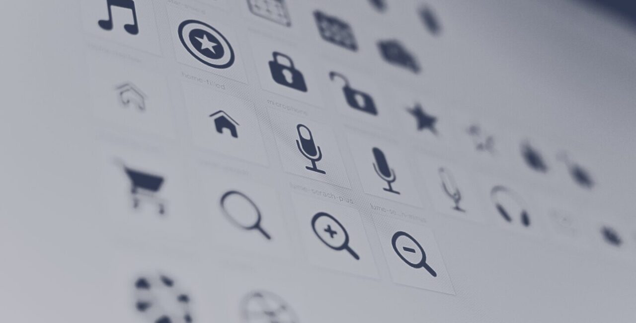 Icons on screen that help web designers to create a clean design