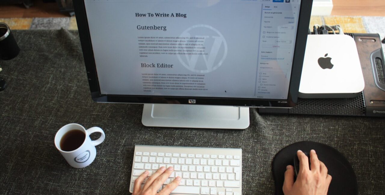 Somebody creates WordPress website with a keyboard