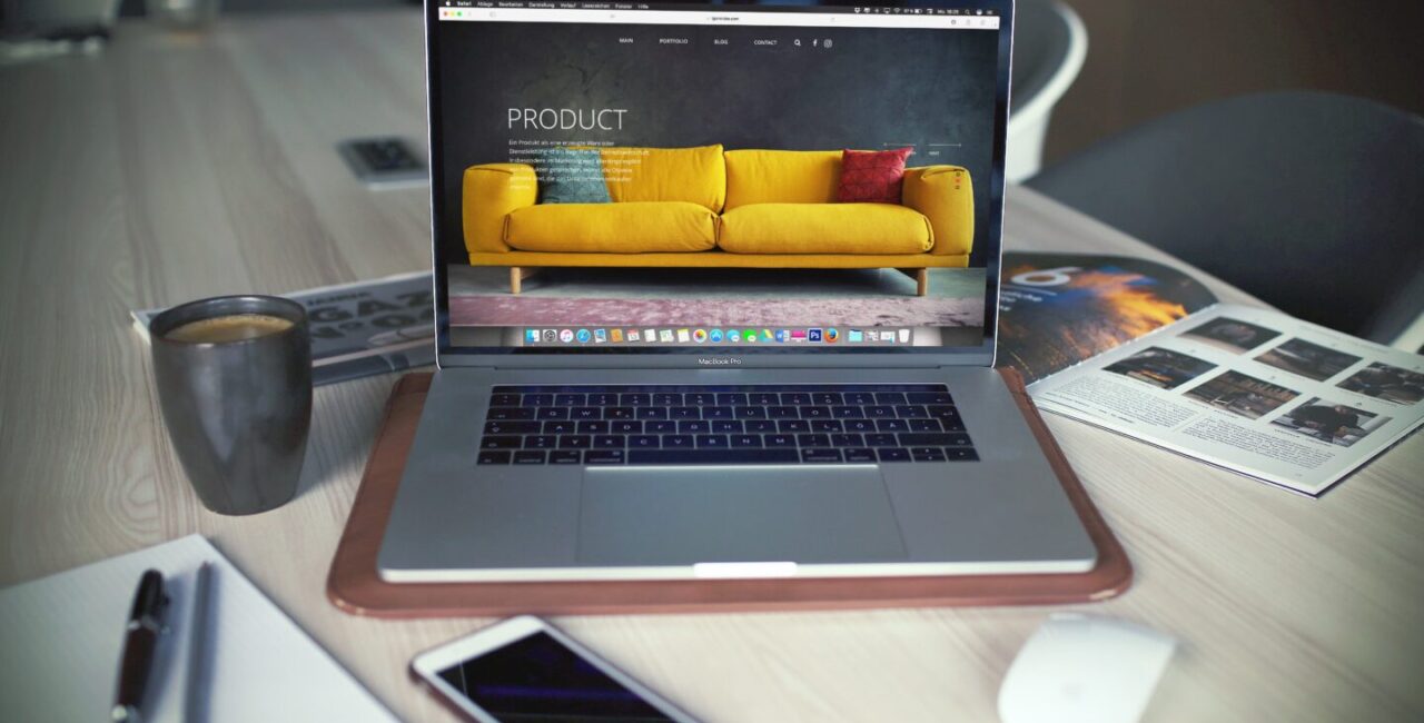 The product page of ecommerce website on the screen of a laptop