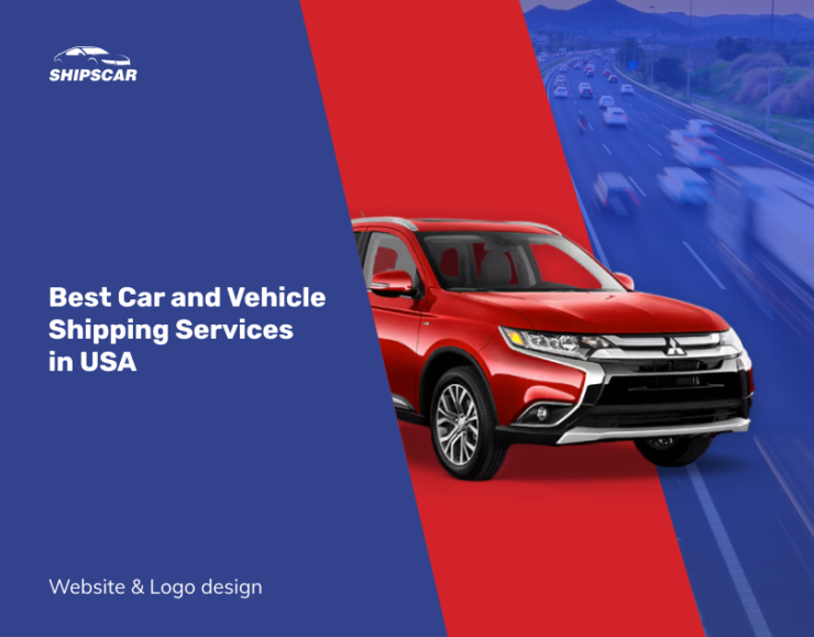 The redcar on deep blue background sympolyze a new approach in the website design for car shipping services in USA