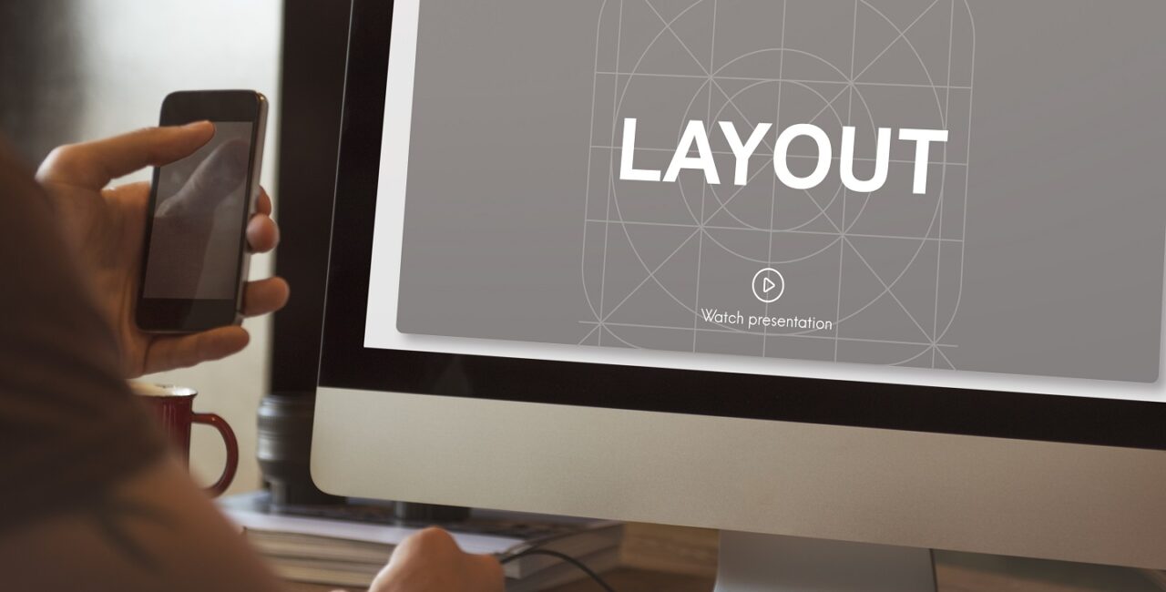 A web designer creates layout for the b2b website