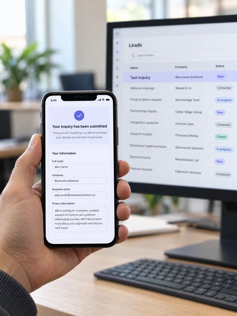 A test inquiry reaching your sales team's CRM before launch