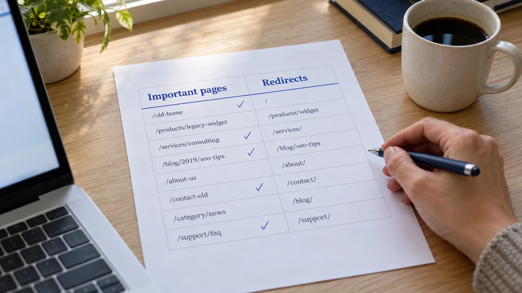 Checking your important pages before a redesign, to protect your rankings