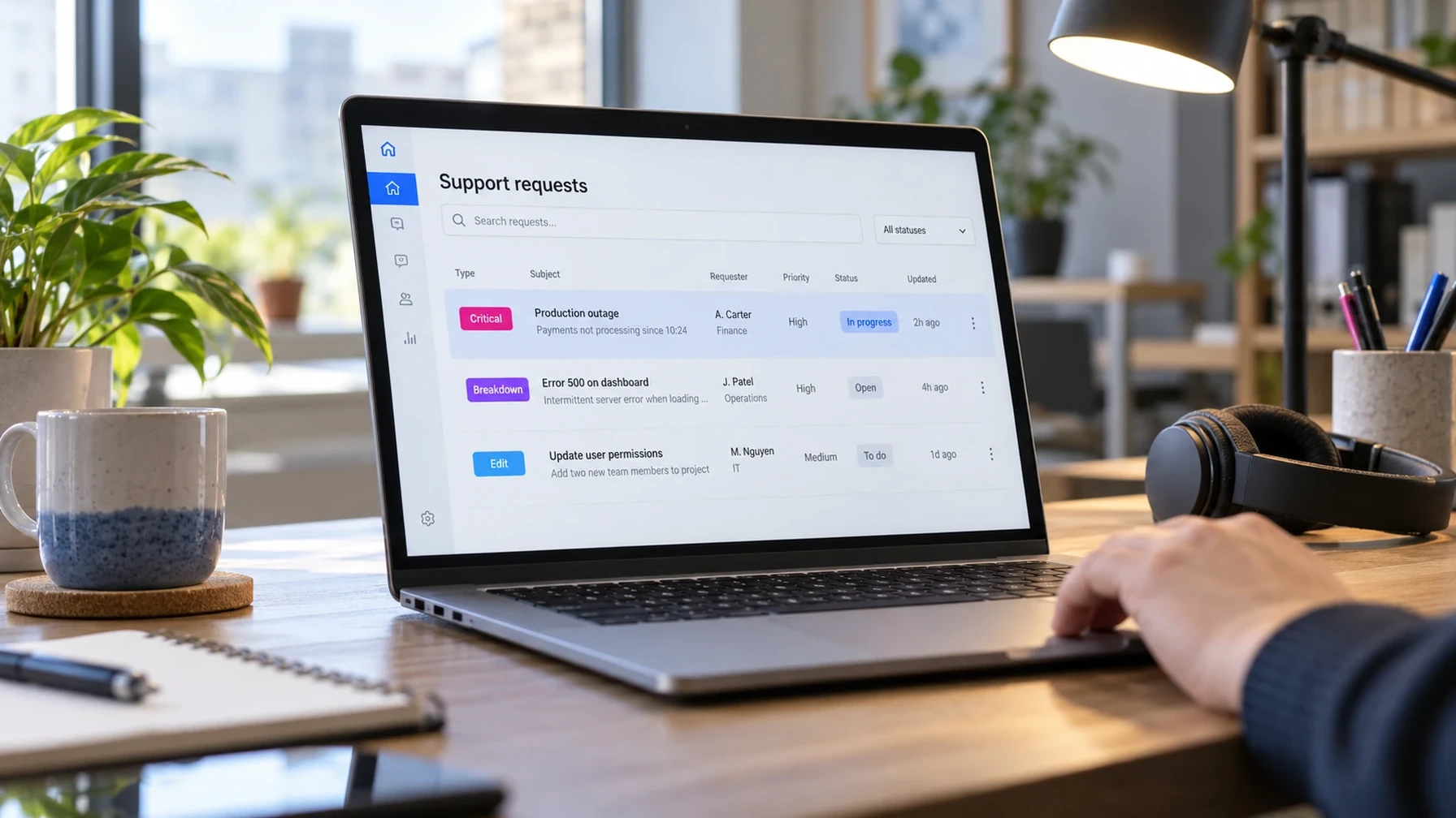 Every maintenance request gets a level of urgency and its own start time