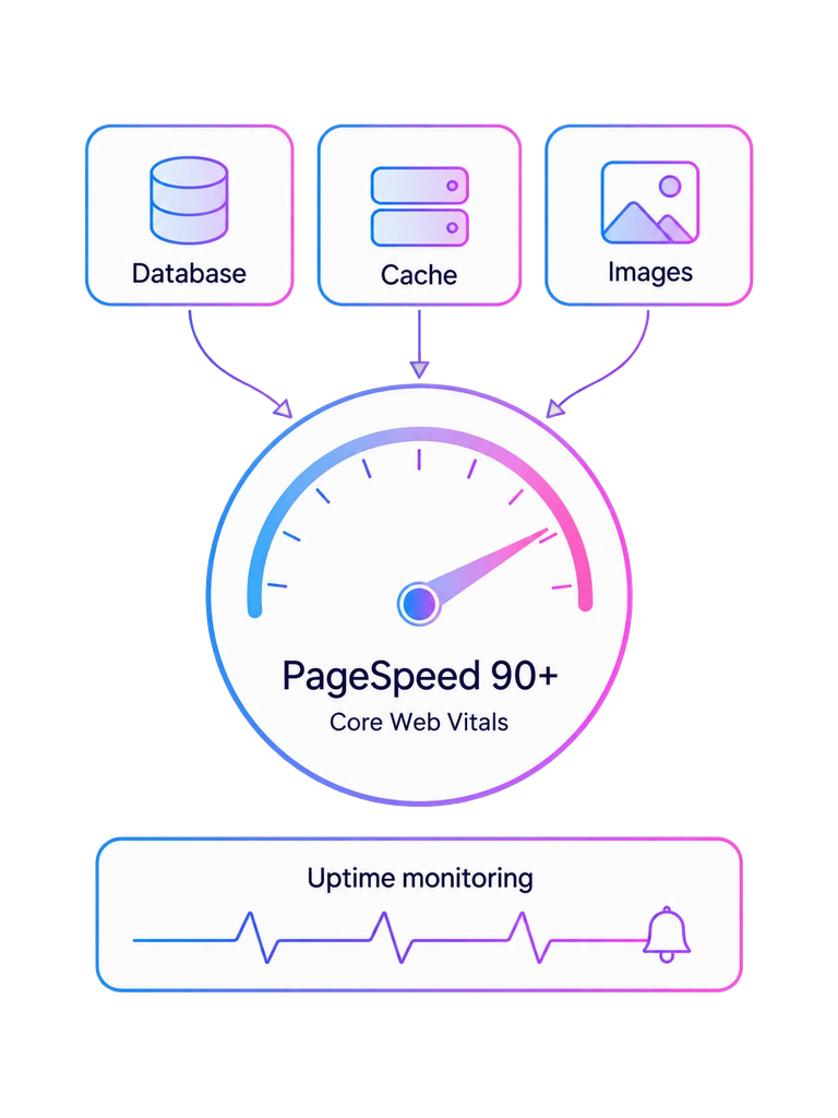 Regular cleanup keeps a WordPress site fast, and monitoring watches it around the clock